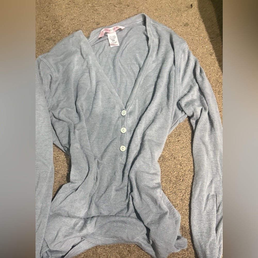 Victoria's Secret Light Gray Button-Down Shirt